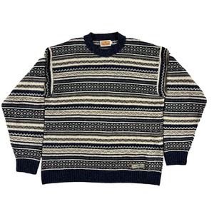 Conte Of Florence Men Geometric Abstract Long Sleeve Pull Over Sweater Sz L‎